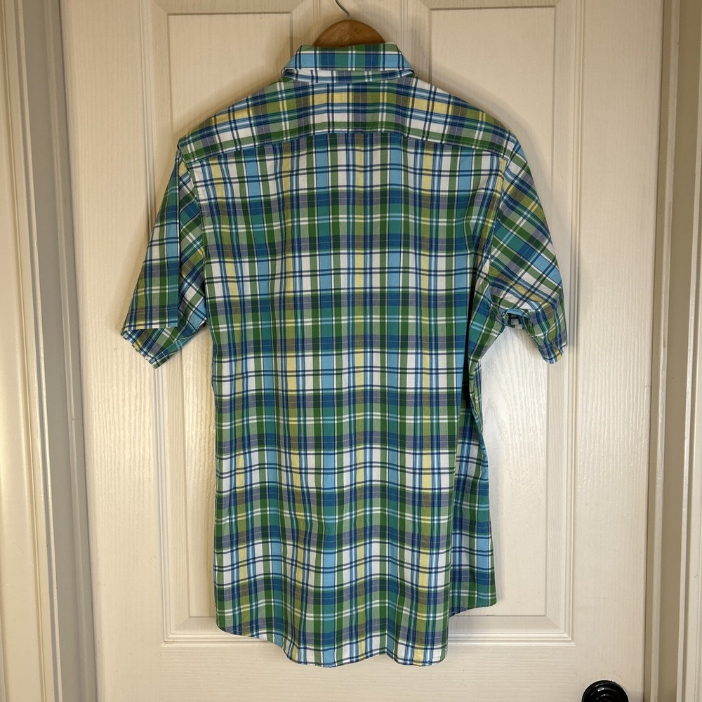 NWT Cremieux‎ mens shirt Size M short sleeve blue and green plaid 100% cotton - Picture 5 of 9